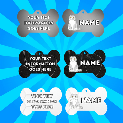 SCOTTISH FOLD  Cat Pet Personalised Own Photo Round, Dog Bone, Military Tag