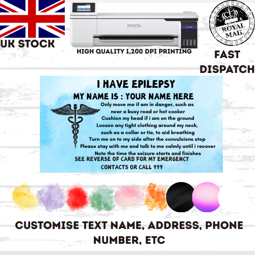Epilepsy Awareness - I Have Epilepsy Disability ID Card free Lanyard and Holder