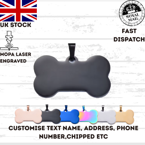 Engraved Dog Tag Personalised ID Tags Name BONE Pet Cat Tags Animal Cat Collar