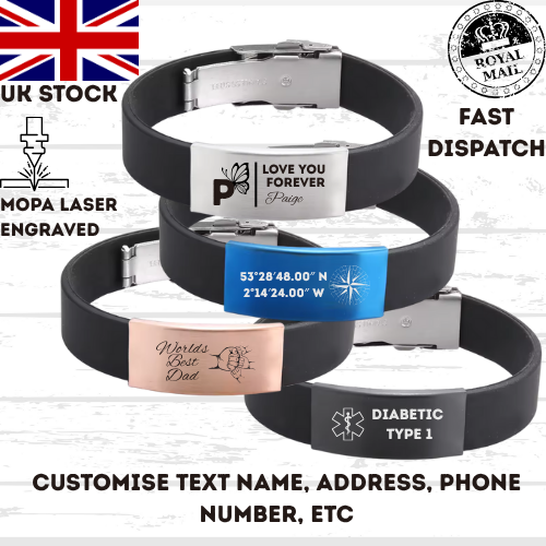 High Quality Bracelet Stainless Steel, Silicone Wristband, Steel Clasp