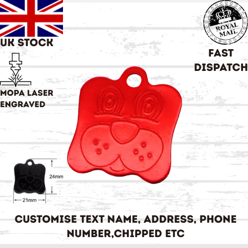 Engraved Dog FACE Tag Personalised ID Tags Name Pet Cat Tags Animal Cat Collar