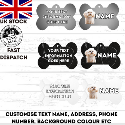 TOY POODLE Dog Personalised Your Own Photo Round Dog Bone, Military Tag