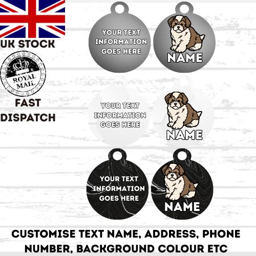 AMERICAN AKITA Dog Pet Personalise Own Photo Round, Dog Bone, Military Tag
