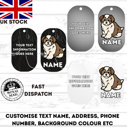 AMERICAN AKITA Dog Pet Personalise Own Photo Round, Dog Bone, Military Tag