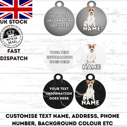 JACK RUSSELL Dog Pet Personalise Own Photo Round, Bone, Military Tag