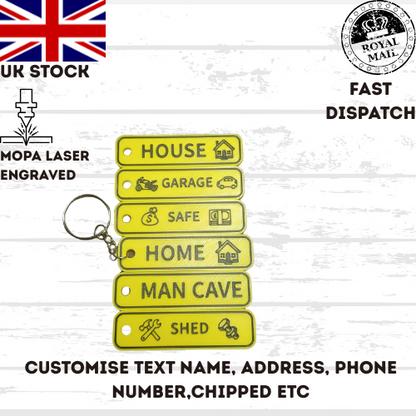 4D HOUSE CAR MOTORBIKE Reg Plate Keyring Keychain Personalised MANY OPTIONS