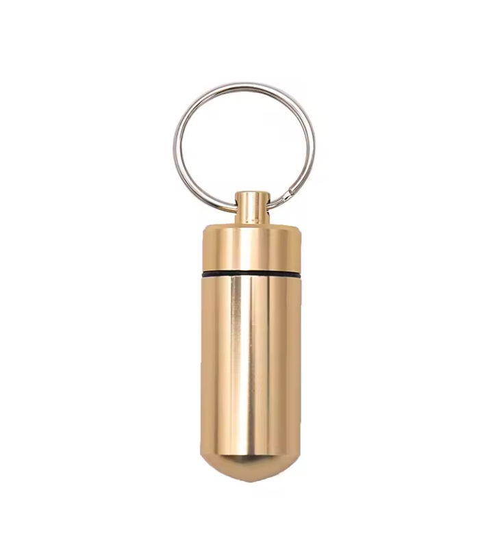 Pill Box Key Drug Chain Holder Waterproof Aluminium Tablets Medicine Container