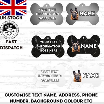 GERMAN SHEPHERD Dog Pet Personalise Own Photo Round, Bone, Military Tag