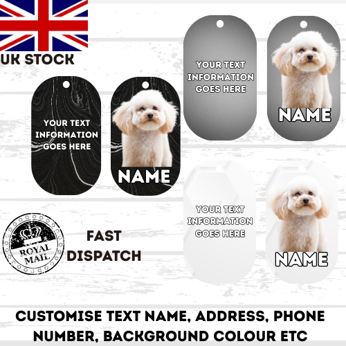 TOY POODLE Dog Personalised Your Own Photo Round Dog Bone, Military Tag