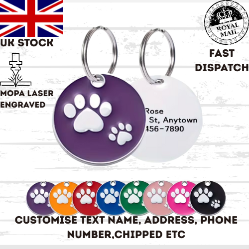 Engraved Dog Tag Personalised ID Tags Name Disc Pet Cat Tags Animal Cat Collar