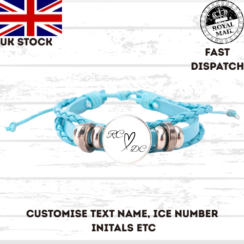 Leather Rope Bracelet Personalized Gift BABY BLUE