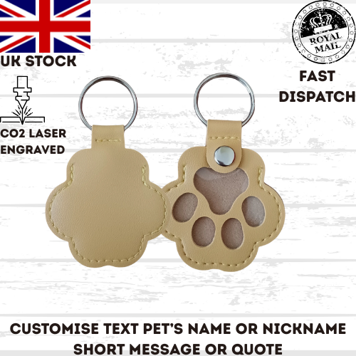 Custom Pet Fur Keychain – Personalised Paw Memorial Gift – Dog Cat Loss
