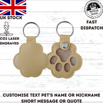 Custom Pet Fur Keychain – Personalised Paw Memorial Gift – Dog Cat Loss
