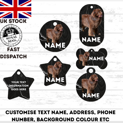 NEWFOUNDLAND Dog Personalised Your Own Photo Round Dog Bone, Military Tag