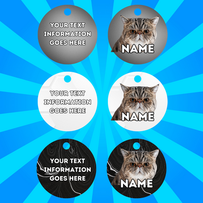 EXOTIC SHORTHAIR Cat Pet Personalised Own Photo Round, Dog Bone, Military Tag