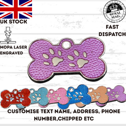 Engraved Dog Tag Personalised ID Tags Name BONE Pet Cat Tags Animal Cat Collar