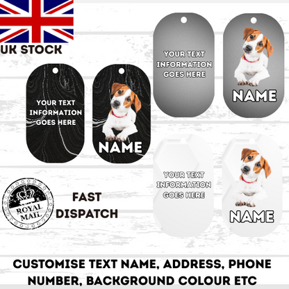 JACK RUSSELL Dog Pet Personalise Own Photo Round, Bone, Military Tag