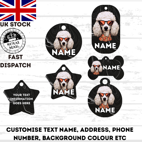 POODLE Dog Personalised Your Own Photo Round Dog Bone, Military Tag