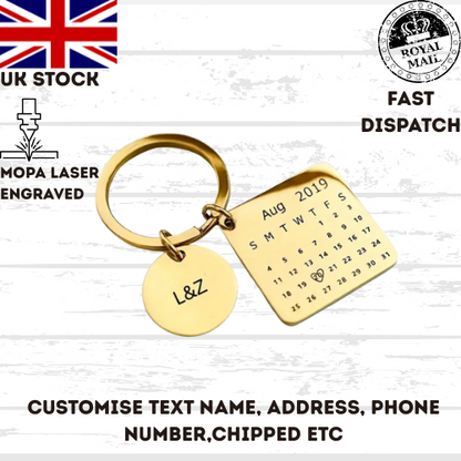 Calendar Keychain Couples Wedding Anniversary Special Occasion