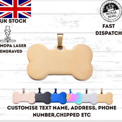 Engraved Dog Tag Personalised ID Tags Name BONE Pet Cat Tags Animal Cat Collar