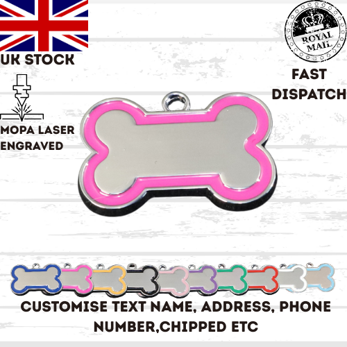 Engraved Dog Tag Personalised ID Tags Name BONE Pet Cat Tags Animal Cat Collar