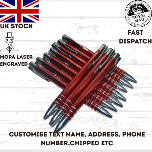 Personalised Pens, back to school, office, business Laser Engraved UK stock
