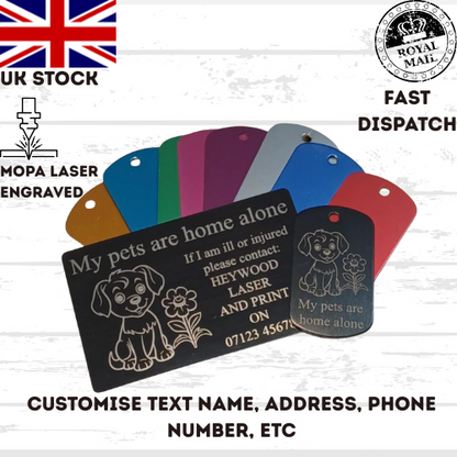 Pet Contact Keychain My Pets Are Home Alone Pet Key Ring with Contact card