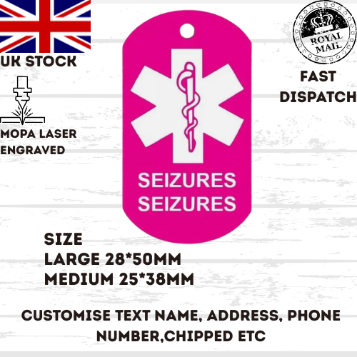 SEIZURES EPILEPSY ICE Medical Alert Keyring TAG ID, Personalized UK stock