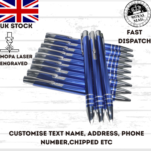 Personalised Pens, back to school, office, business Laser Engraved UK stock