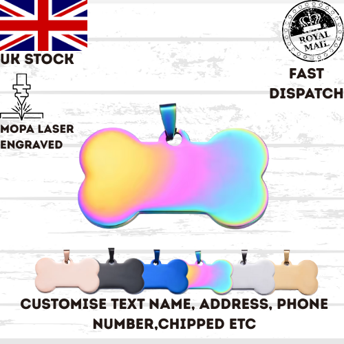 Engraved Dog Tag Personalised ID Tags Name BONE Pet Cat Tags Animal Cat Collar