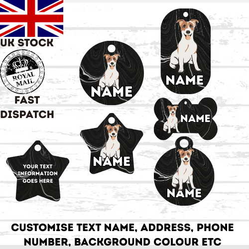 JACK RUSSELL Dog Pet Personalise Own Photo Round, Bone, Military Tag