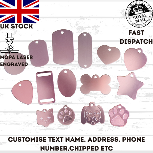 Dog Tag Light Pink Engraved Personalised ID Name Disc Pet Cat Tags Animal Collar