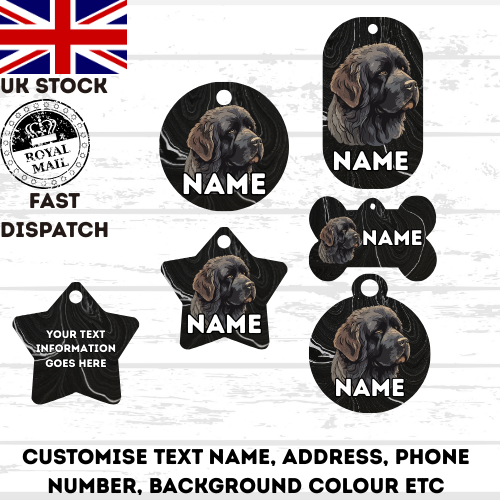 NEWFOUNDLAND Dog Personalised Your Own Photo Round Dog Bone, Military Tag