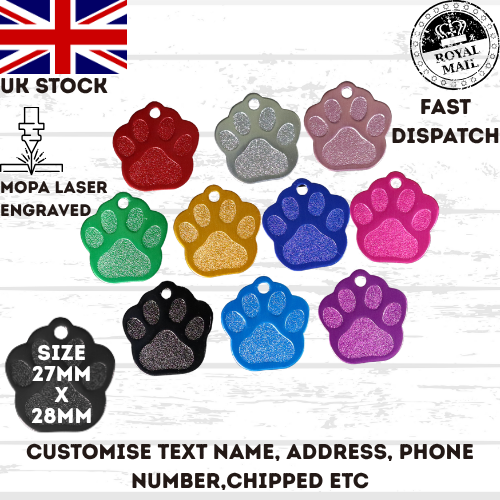 Engraved Dog Tag Personalised ID Tags Name PAW Pet Cat Tags Animal Cat Collar