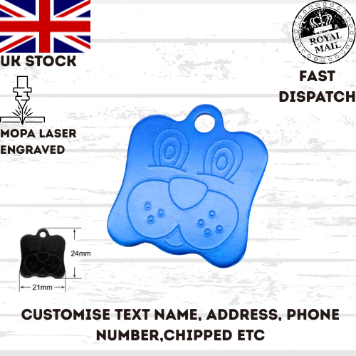 Engraved Dog FACE Tag Personalised ID Tags Name Pet Cat Tags Animal Cat Collar