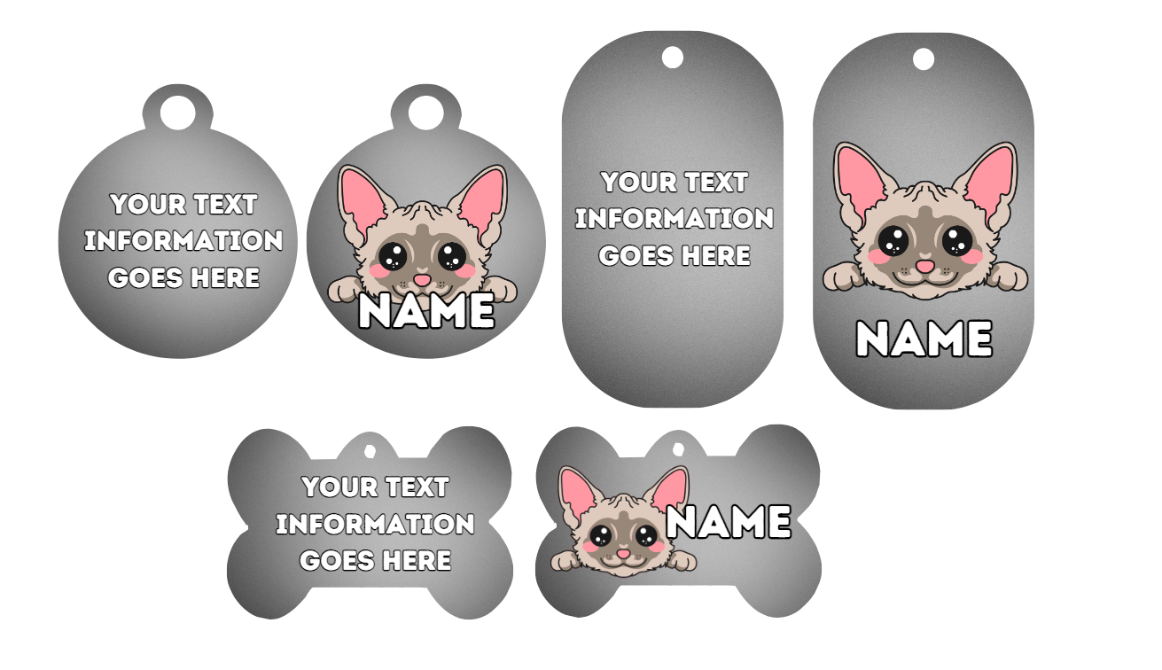 DEVON REX Cat Pet Personalised Own Photo Round, Dog Bone, Military Tag