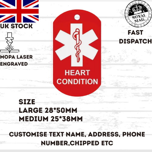 LVSD ANGINA ICE HEART CONDITION Medical Alert Key Keyring, Personalized UK stock