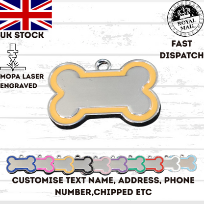 Engraved Dog Tag Personalised ID Tags Name BONE Pet Cat Tags Animal Cat Collar