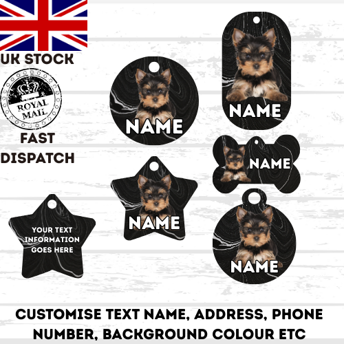 YORKSHIRE TERRIER Dog Personalised Your Own Photo Round Dog Bone, Military Tag