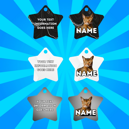 ABYSSINIAN Cat Tag Pet Personalised Your Own Photo Round, Dog Bone, Military Tag