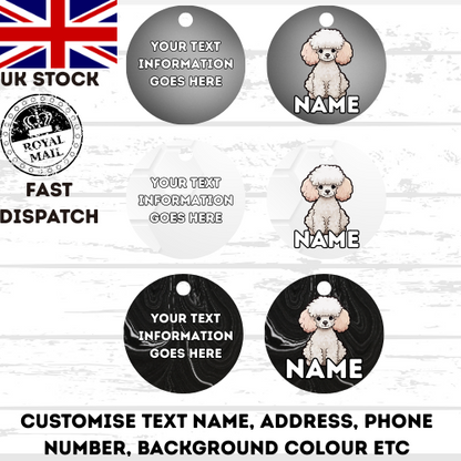 TOY POODLE Dog Personalised Your Own Photo Round Dog Bone, Military Tag