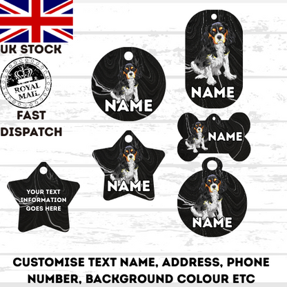 COCKER SPANIEL Dog Pet Personalise Own Photo Round, Bone, Military Tag