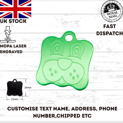Engraved Dog FACE Tag Personalised ID Tags Name Pet Cat Tags Animal Cat Collar