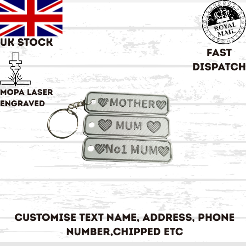 4D Customisable Car GREY-BLACK Reg Plate Keyring Keychain Personalised