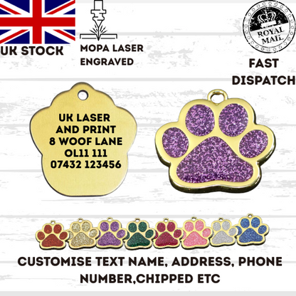 Engraved Dog Tag Personalised ID Tags Name PAW Pet Cat Tags Animal Cat Collar