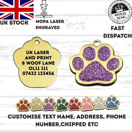 Engraved Dog Tag Personalised ID Tags Name PAW Pet Cat Tags Animal Cat Collar