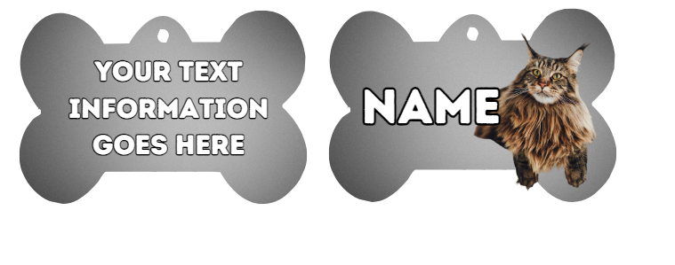 MAINCOON Cat Pet Personalised Own Photo Round, Dog Bone, Military Tag