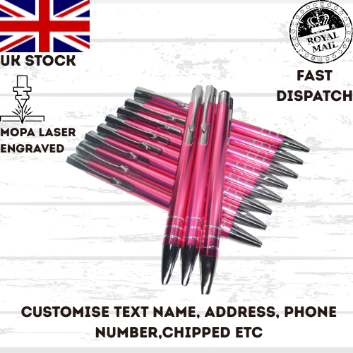 Personalised Pens, back to school, office, business Laser Engraved UK stock