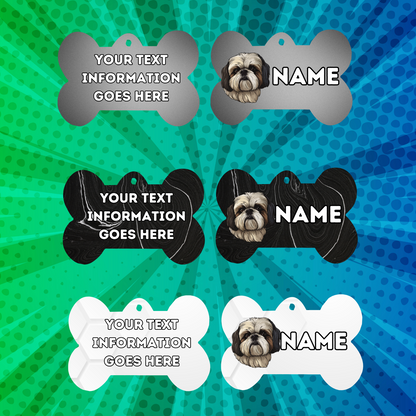 SHIH TZU  Dog Personalised Your Own Photo Round Dog Bone, Military Tag