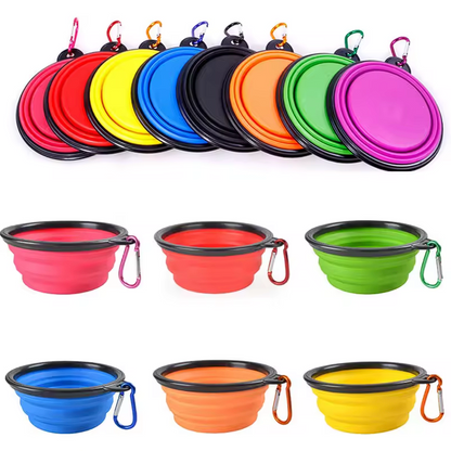 Personalised Collapsible Dog Cat Pet Bowls Food Water Feeding Silicone Portable